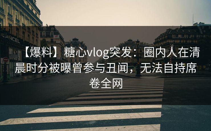 详细阅读:【爆料】糖心vlog突发:圈内人在清晨时分被曝曾参与丑闻,无法自持席卷全网 【爆料】糖心vlog突发:圈内人在清晨时分被曝曾参与丑闻,无法自持席卷全网