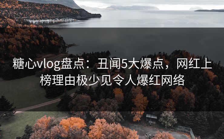 糖心vlog盘点：丑闻5大爆点，网红上榜理由极少见令人爆红网络